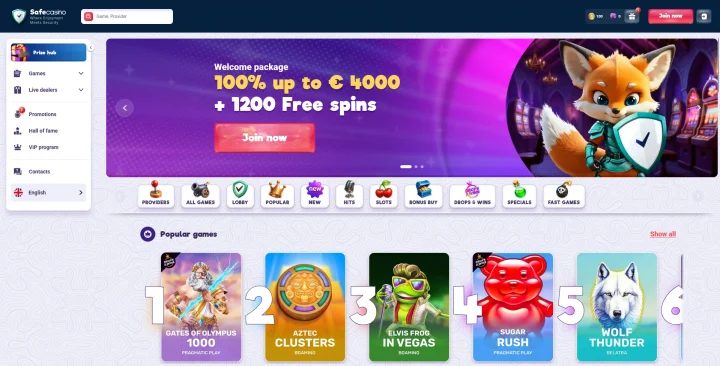 Snímek obrazovky — Safe Casino